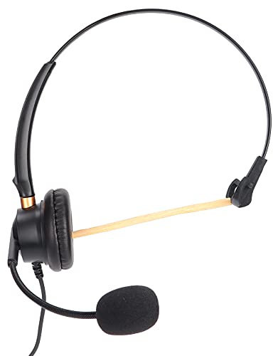 BAFOVY Cuffie Over-Ear Professionali da 2,5 mm con Microfono, Cuffia con Cancellazione Attiva del Rumore e Jack Regolabile, Leggero Auricolare Mono per Call Center, Telefoni DECT Cordless Fi