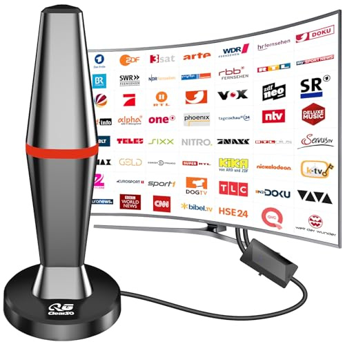 Antena DVB-T/DVB-T2, antena 2026 DVBT2 con amplificador, gran alcance y recepción de 360°, antena interior para televisores con base magnética fuerte, compatible con 4K 1080P - Todos los dispositivos