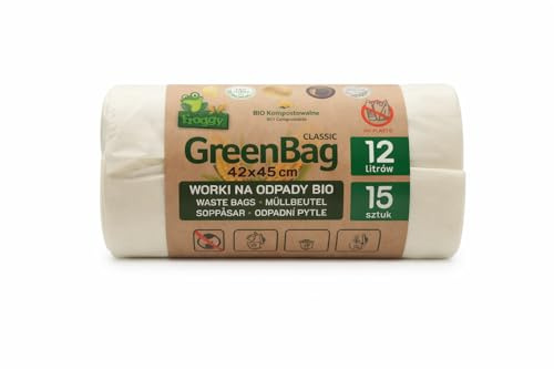 12 litros de bolsas de basura orgánicas compostables, bolsas de basura compostables, 15 bolsas de basura orgánicas para contenedores orgánicos (12 litros, 15 unidades)