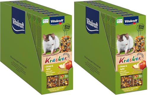Vitakraft Kräcker - Friandise pour Rats à l'épeautre et à la Pomme - Baguettes Riches en vitamines et minéraux - Recette sans Sucre ajouté (10 x 160g) (Lot de 2)