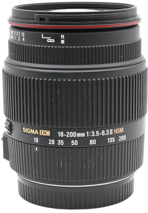 Sigma 18-200mm DC II OS HSM - Objetivo para Canon (18-200mm, f/3.5-6.3, AF, estabilizador óptico), color negro