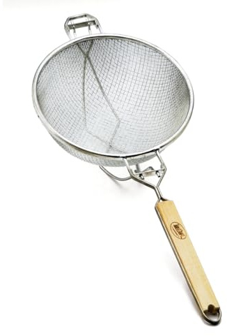 Tablecraft 10-1/4 Double Mesh Tinned Strainer w/Wooden Handles