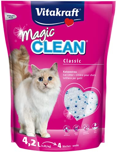 Vitakraft Magic Clean Classic, Katzenstreu nicht klumpend, aus Mineralkügelchen, Bakterienhemmend, besonders staubarm, reicht für 4 Wochen (1x 4,2l)