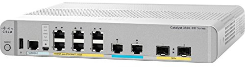 Cisco Catalyst 3560CX-8XPD-S Network Switch, 6 Gigabit Ethernet and 2 Multi-GbE Ports, 8 PoE+ Outputs, 240W PoE Budget, two 10 G SFP+ Uplinks, Enhanced Limited (WS-C3560CX-8XPD-S)