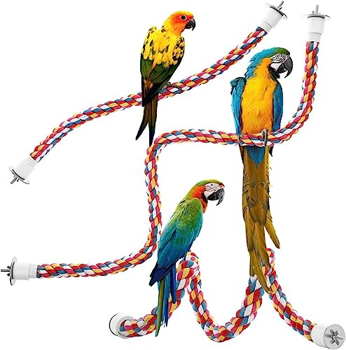 Jusney Bird Rope Perches,Parrot Toys 36 inches Rope Bungee Bird Toy (36 inches)[1 Pack]
