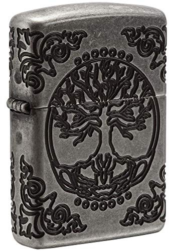 Zippo Briquet tempête – Arbre de Vie, Argent Antique, MultiCut – Rechargeable – Réutilisable – Design Coupe-Vent – Boîte Cadeau – Fabriqué aux États-Unis
