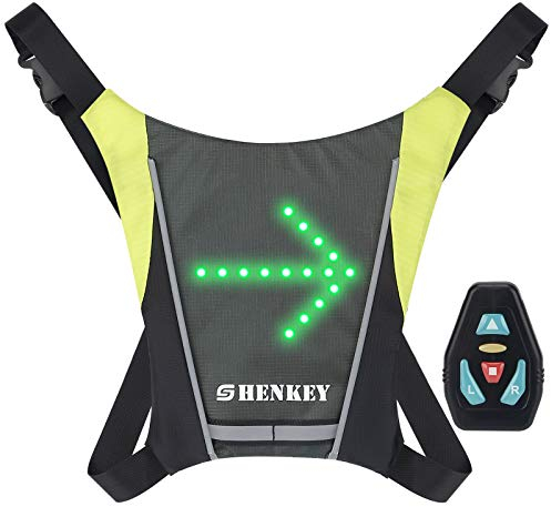 shenkey Gilet de Cyclisme réfléchissant à LED avec indicateur de Direction - Télécommande, Feux de Direction, Rechargeable par USB, Installation Facile pour témoin de sécurité à vélo
