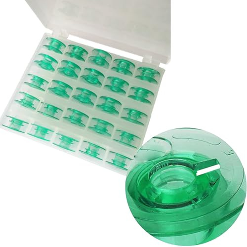 CKPSMS Marca -Bobinas de Color Agua con Orificio para Rosca compatibles con Husqvarna Viking # 4123078-GS, 4131825-45,4125615-45 (25PCS/Box Green bobbins)