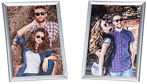 levandeo 2er Set Bilderrahmen 13x18cm Fotorahmen Silber Einzelrahmen Portraitrahmen Glasscheibe Wanddeko Tischdeko