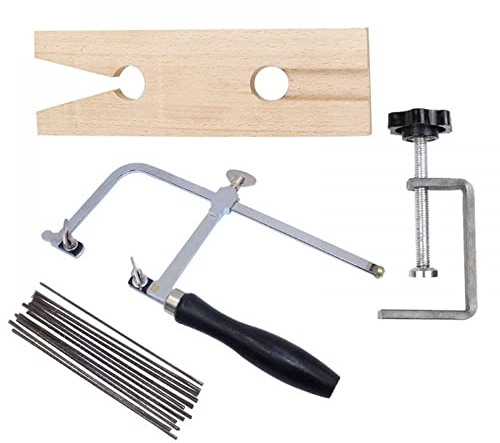 Juego de sierra profesional 3 en 1 para joyero, marco de sierra de 144 cuchillas, abrazadera de madera y metal