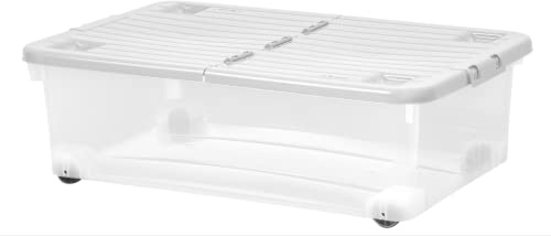 Wham Underbed Storage Box Wheeled Clear Plastic Toy Drawer, w. 60cm, 32L