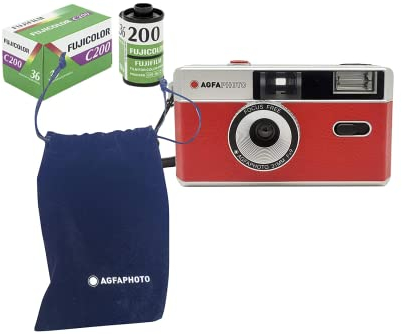 AgfaPhoto analoge 35mm Foto Kamera Set (Color Film + Batterie)