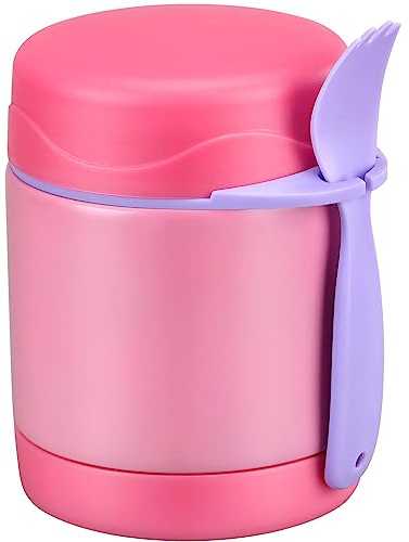 Pawtong 10oz Insulated Food Jar, Thermo for Hot Food Lunch Container, Stainless Steel Lunch Box for Kids with Spoon (Pink)