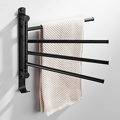 Handtuchhalter, Handtuchhalter, für Badezimmer, drehbarer Handtuchhalter, Handtuchhalter aus Messing, Wand-Badezimmerregal, Badezimmer-Handtuchhalter/Schwarz 4 Stangen/a