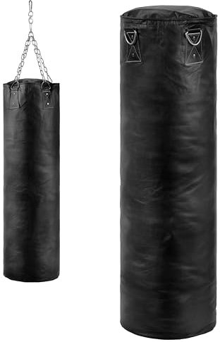 Royal Phoenix® Boxsack aus Rindsleder – ungefüllt mit Stahlkette + Drehwirbel – Lederboxsack für Kraft- und Ausdauertraining – Trainingsgerät für Muay Thai, Karate, Fitness – Robustes Qualitätsleder