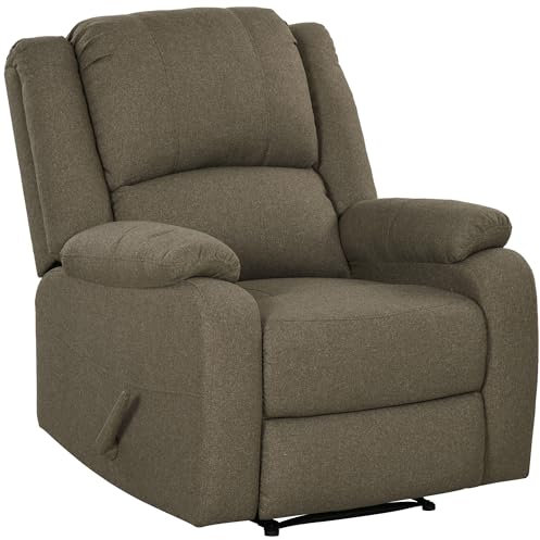 HOMCOM Relaxsessel Manuell Fernsehsessel mit Liegefunktion, Leinenoptik, TV-Sessel mit Seitengriff, Fußstütze, bis 150 kg Belastbar, für Wohnzimmer, Braun