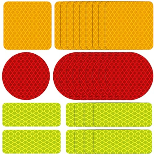 Alovez 30 Stücke Reflektor Aufkleber, Klebe Reflektoren, Reflektor Aufkleber, Wasserfest Reflektierende Aufkleber, Sicherheit Reflektorband für Kleidung Fahrzeuge Fahrräder Motorräder Helme