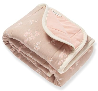 Burt's Bees Baby Reversible Blanket, Nursery, Stroller & Tummy-Time Organic Jersey Cotton Quilted Infant & Toddler Bedding
