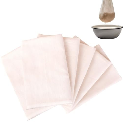6 Stück Passiertuch Wiederverwendbar,50x50cm Käsetuch Leinentuch,Cheesecloth Nussmilchbeutel Abseihtuch,Mulltuch,Seihtuch für Sieben von Saft Gemüsesaft Nussmilch Joghurt