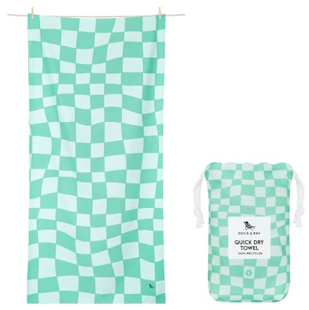 Dock & Bay Strandhandtuch - Schnell trocknende Mikrofaser, ohne Sand - Kompakt, Leicht - 100% recycelt - Inklusive Beutel - Check Mate, Large (160x90cm, 63x35)