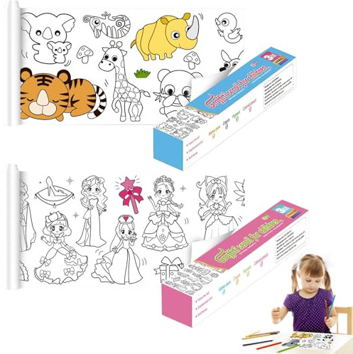 XIATIAN Children's Drawing Roll, Coloring Paper Roll for Kids, Drawing Paper Roll, 3m Coloring Paper Rolls for Toddler Perfect for Interactive Drawing, Painting and Coloring (B)