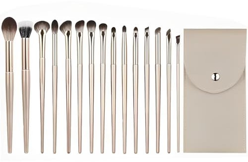 15 Unités Pinceaux de Maquillage, Pinceaux De Maquillage Yeux, Pinceau Eyeliner avec Pochette PU, Outils De Maquillage Pour Ombres À Paupières Et Sourcils