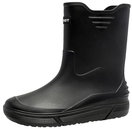 Sfwqoifou sommerstiefel damen, Gummistiefel Herren Langschaf Leichte Unisex Regenschuhe Bequem Atmungsaktiv Hiking Boots Angelschuhe Weitschaft Rain Barfuß Wasserdicht Rutschfeste, Schwarz, 43
