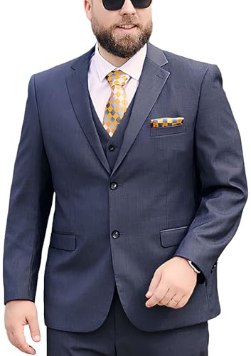 Traje De Dos Piezas Para Hombre, Trajes Para Tallas Grandes, Chaqueta Clásica De Dos Botones Y Pantalón Flat Front Para Bodas Y Negocios(Gray,6X-Large)
