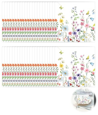 40 Servilletas de Papel Floral, Servilletas retro FloralesServilletas Florales Desechables Catering Ecológicas para Fiestas Fiestas Decoupage Decoración de Fiesta de té de Tarde 33 cm x 33 cm