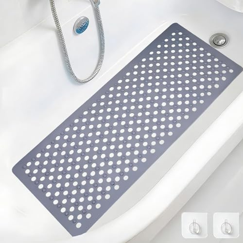 Vookkp Tappetino Vasca Antiscivolo 100X40cm Antiscivolo Vasca da Bagno Senza BPA Tappeto Antiscivolo Doccia Extra Large Resistente alla Muffa e Lavabile in Lavatrice Tappetino Bagno