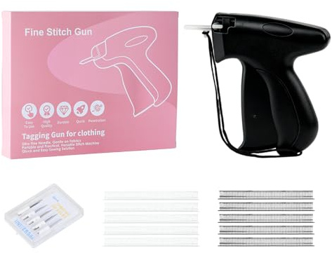 Samlonge Pistola per Etichettatura Prezzi, Macchina per Etichette con 5 Aghi di Ricambio + 2000 Fili, Etichettatrice, Pistola per Cucire Vestiti per Cartellini Prezzi, Etichette di Marca (Nero)