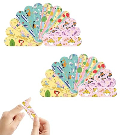 ZAMXHUG 120Pcs Apósitos infantiles impermeables – Tiritas adhesivas para niños y niñas – Diseños surtidos de animales, resistentes al agua y hipoalergénicos para piel sensible,Estilo A