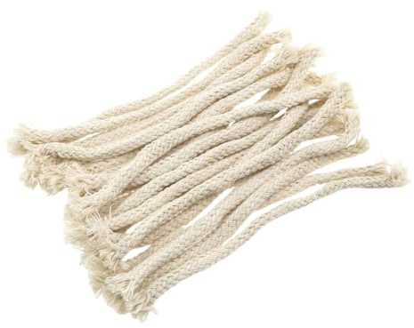 LUDHEP 45 pezzi stoppini rotondi di cotone per lampade a olio, stoppini di ricambio 150x6 mm, per lampade ad alcol, cherosene e paraffina, ideali per candele e bruciatori.