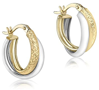 CARISSIMA Damen-Creolen Diamond Cut Yellow 375 Bicolor - 2.51.1750