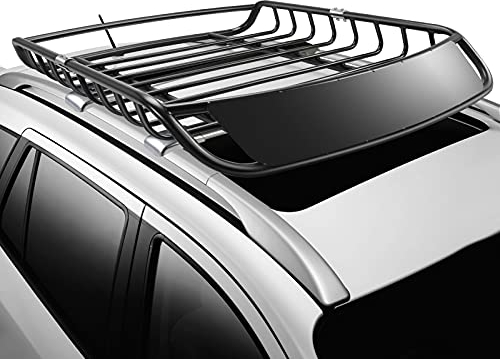 COSTWAY Portapacchi da Tetto Universale, Bagagliera Portabagagli Auto Tetto Portata 110kg, Nero, 120 X 98 X 16,5 cm (Nero, stile 1)