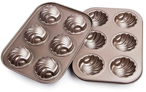 Webake Non-stick Madeleine Pans Carbon Steel Cake Pan French Dessert Mold Spherical Scallop Madeline Bakeware 2 Pack Set