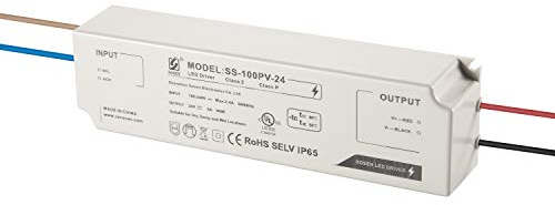 LIGHTEU®, Sosen Transformer LED Power Supply - 100W, 24V DC, 4A - IP65 Constant Voltage for LED Strip Lights and G4, MR11, MR16 LED Light Bulbs