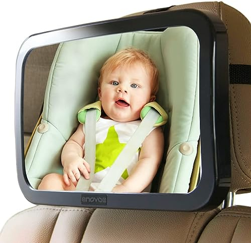 Enovoe Baby Car Mirror - Wide, Shatterproof and Adjustable Car Mirror for Kids - Convex Back Seat Baby Mirror for Car - 360 Swivel, Shatterproof, Adjustable, Wide Convex - Cleaning Cloth Included