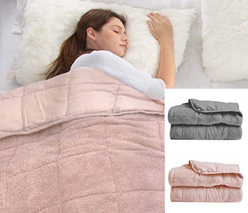 rejuvopedic Huggy Weighted Blanket / 104x153cms / 7lbs / Pink/Warm and Cosy Teddy Fleece Fabric/Anxiety Stress Relief