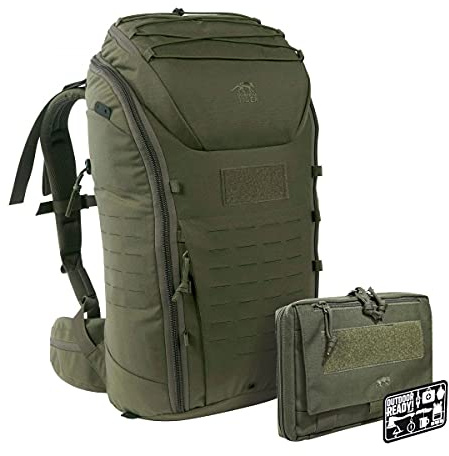 TACWRK x Tasmanian Tiger TT Modular Pack 30 Oliv + Tasmanian Tiger TT EDC Pouch Rubber Fun Patch - Bundle 30L Trekking-Rucksack + Organizer Zusatz-Tasche + Rubber Morale Patch