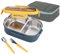 Lille Home 850ml Stainless Steel Leakproof 2-Compartment Bento Lunch Box/Portion Control Food Container with Lunch Bag and Cutlery Set, BPA Free
