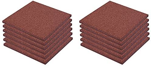 Tidyard Set med 12 fallskyddsmatta för utomhusbruk 50 x 50 gummi | fallskyddsplattor fallskydd slagtålig stark och halkfri | 50 x 50 x 3 cm röd