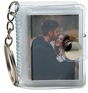 Personalisiertes Mini Fotoalbum als Schlüsselanhänger | Geschenkidee zum Muttertag, Vatertag, Valentinstag, Partner Geschenke | Kompaktes Erinnerungsalbum für unterwegs (Transparent)