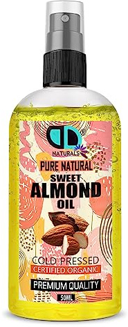 50ml Spray | Pure Sweet Almond Oil Carrier Oil Aromatherapy, Massage, Moisturizing Skin, Hair, Suited to Dry, Sensitive Skin, Nails, Cuticles, Ears, Face, Body, Stretch Marks