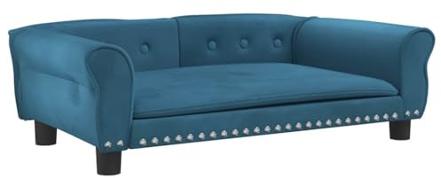 vidaXL Lettino per Cani Blu 95x55x30 cm in Velluto, Letto per Cani, Divano per Cani, divanetto per Cani, Letti per Cani, Divano per Animali Domestici