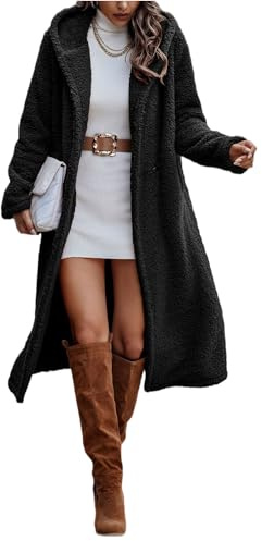 EGSDMNVSQ Femme Veste Polaire Manteau Avec Capuche Veste En Peluche Manteau D'hiver Long Manteau En Polaire Teddy Veste D'hiver Chaude Veste à Capuche Parka Veste Hiver
