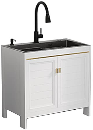 Vaniety per la lavandino del lavandino per lavanderia con mobile, stazione di lavaggio delle mani in acciaio inossidabile libero inossidabile, lavandini per garage, seminterrato, negozio e lavanderia