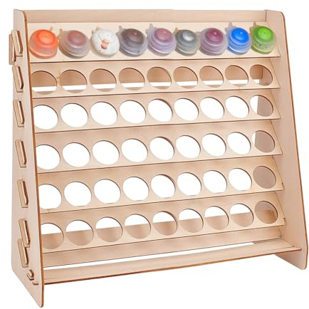 PH PandaHall Organizador de pintura de madera, soporte de pintura con 54 agujeros, soporte de pintura para manualidades, botella de tinta pigmentada, soporte de pinturas para almacenamiento de