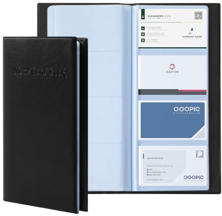 Visitenkartenmappe Ideal für Büro,Visitenkarten Aufbewahrung aus Pu-Leder Hält 400 Karten,Visitenkartenetui für Damen und Herren, Namenskarten Buchhalter für Kundenkarten Kreditkarten,Schwarz
