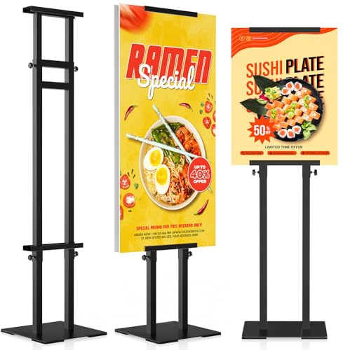 Aredy Poster Stand Display Stand Sign Holder Double Sided Banner Stand Poster Stands for Display Heavy Duty Sign Stand with Base Height Up to 75 inch for Wedding, Restaurant,Business, Supermarket